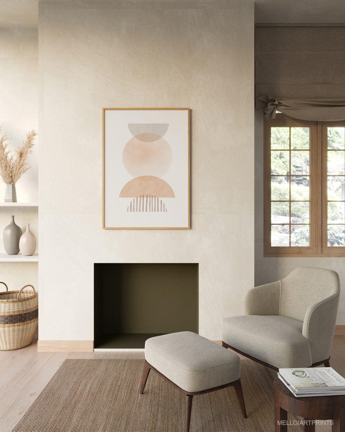 Earth Tone Circle Semicircle Abstract Beige Neutral Modern Print - Image 2