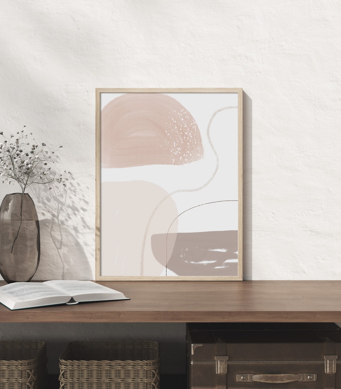 Blush Arch Abstract Art Mauve Neutral Contemporary Wall Poster - Image 2