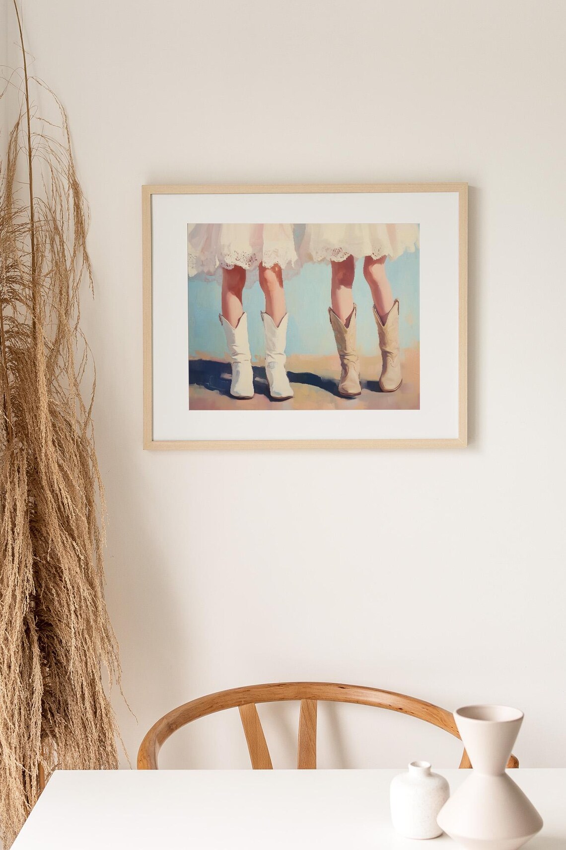 White Cowboy Boots Vintage Western Painting Nursery Wall Poster - Image 2