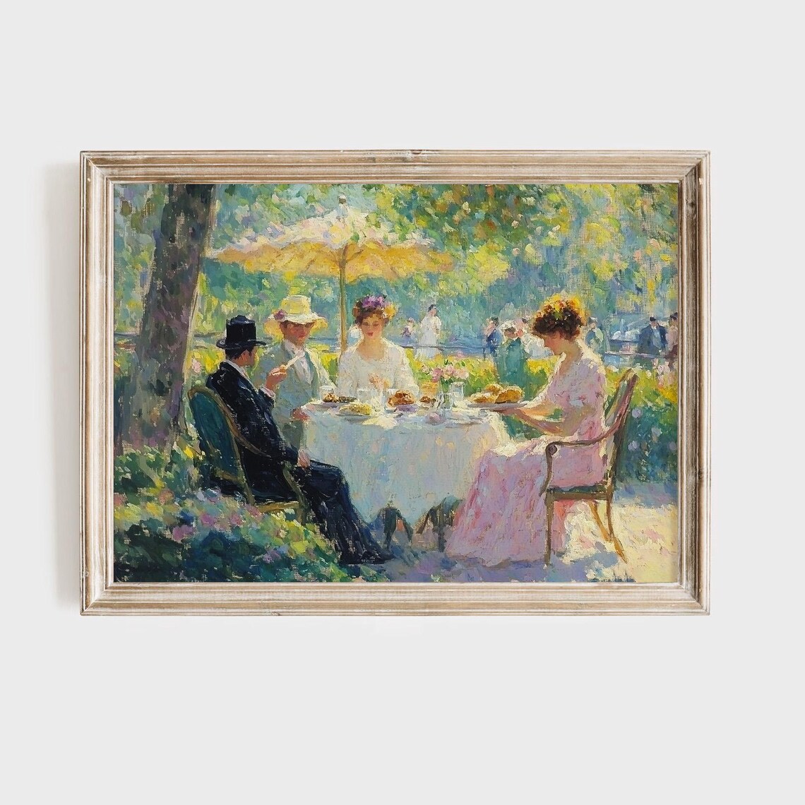 Elegant Outdoor Luncheon Garden Parasol Impressionist Painting Poster