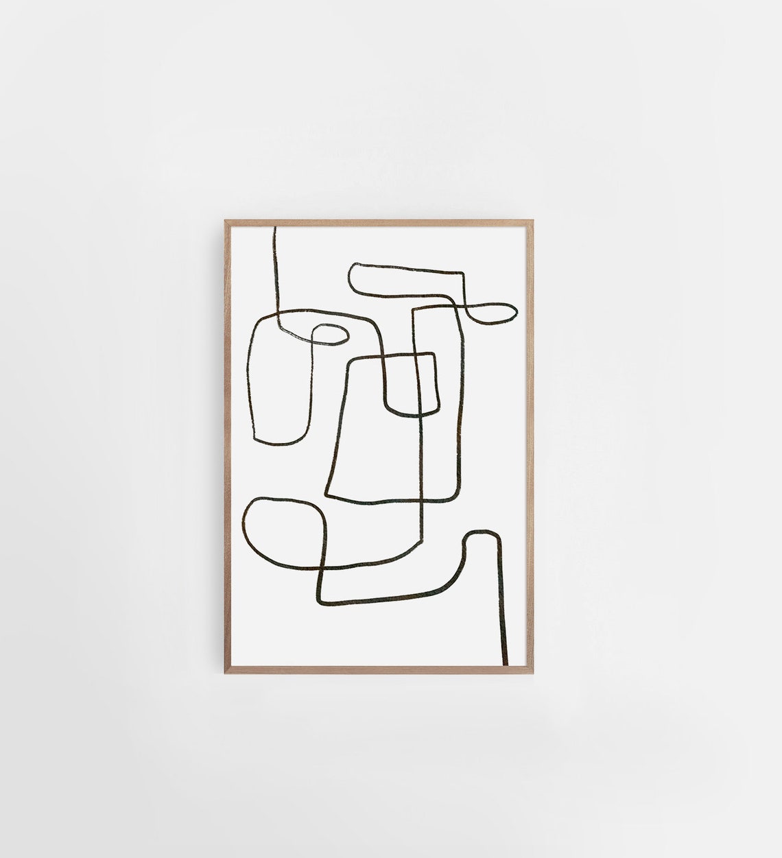 Abstract Squiggle Line Face Playful Continuous Line Doodle Art Poster