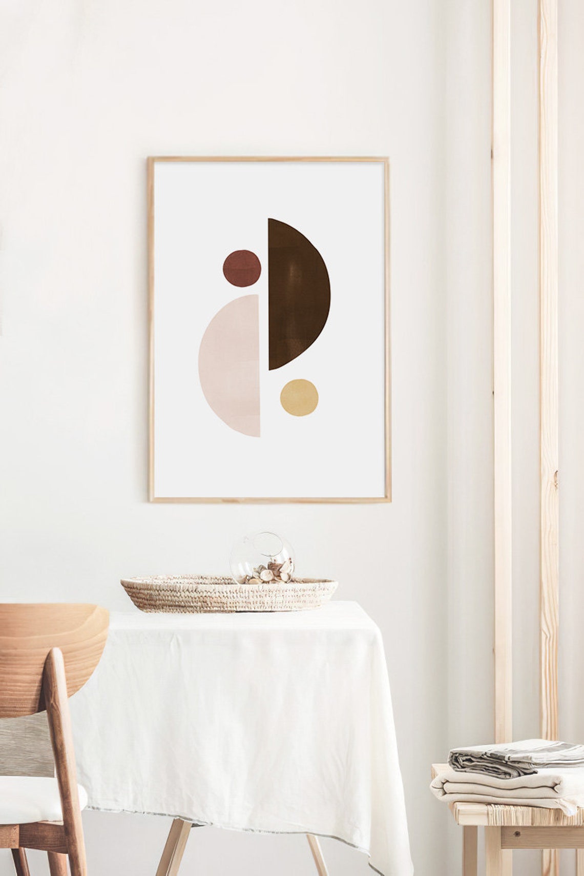 Half Circle Composition in Brown Blush Mustard Modern Geometric Poster - Image 2