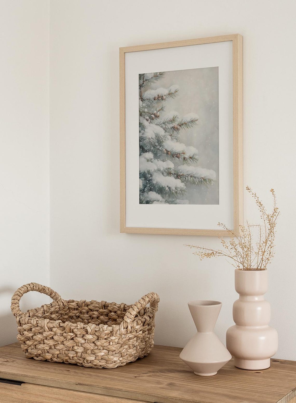 Snow Covered Pine Branches With Pinecones in a Winter Forest Print - Image 3