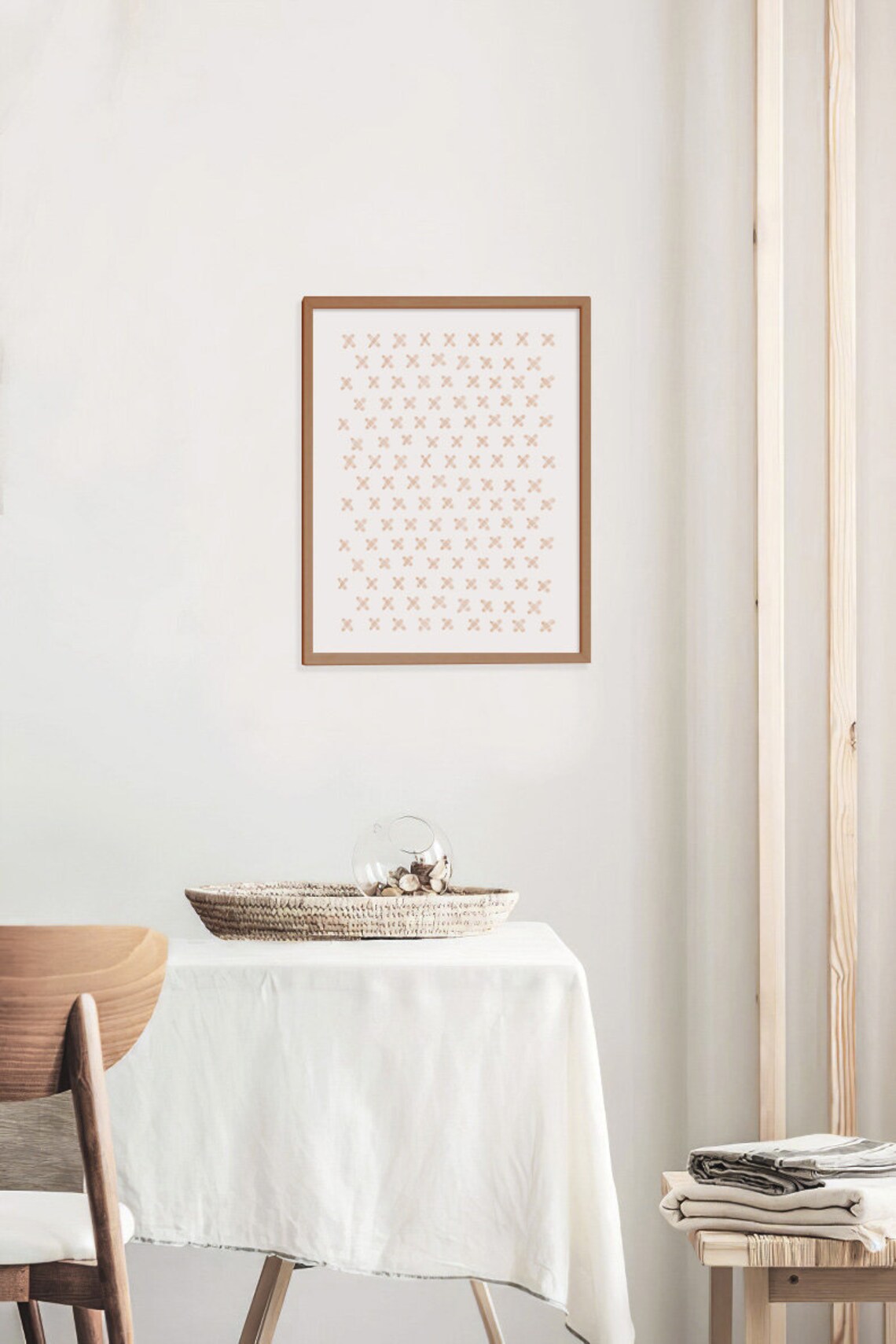 Cream Geometric Minimalist Watercolor Beige Abstract Wall Art - Image 2