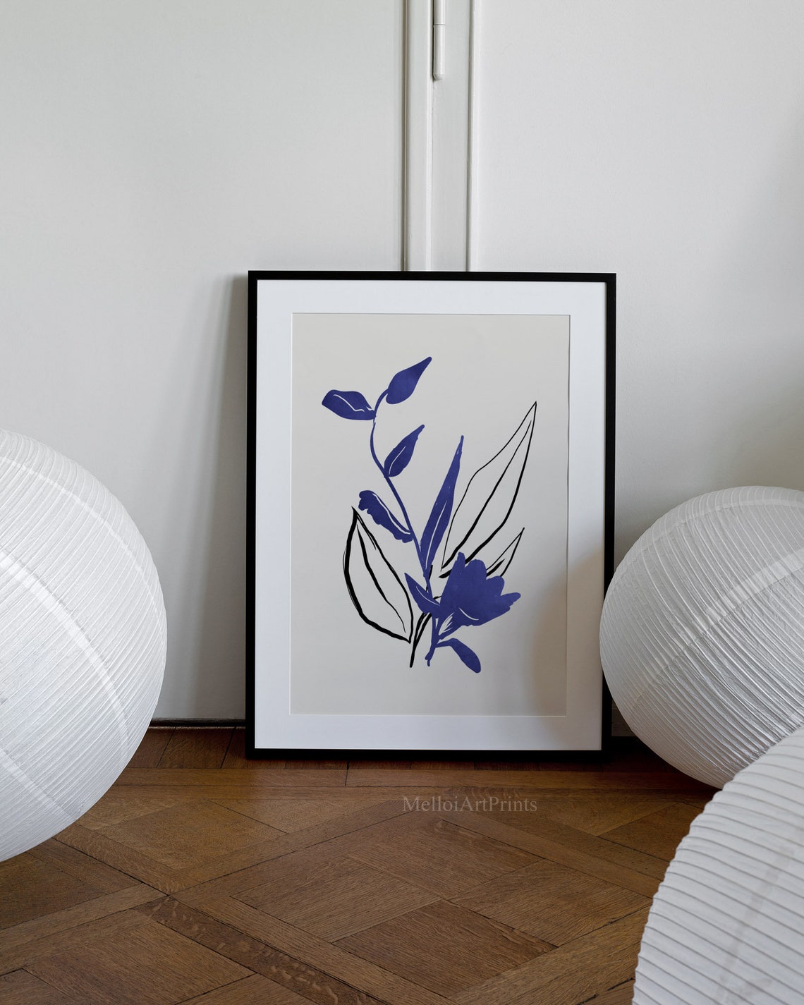 Purple Botanical Line Art Minimalist Flower Sketch Modern Art Poster - Image 2