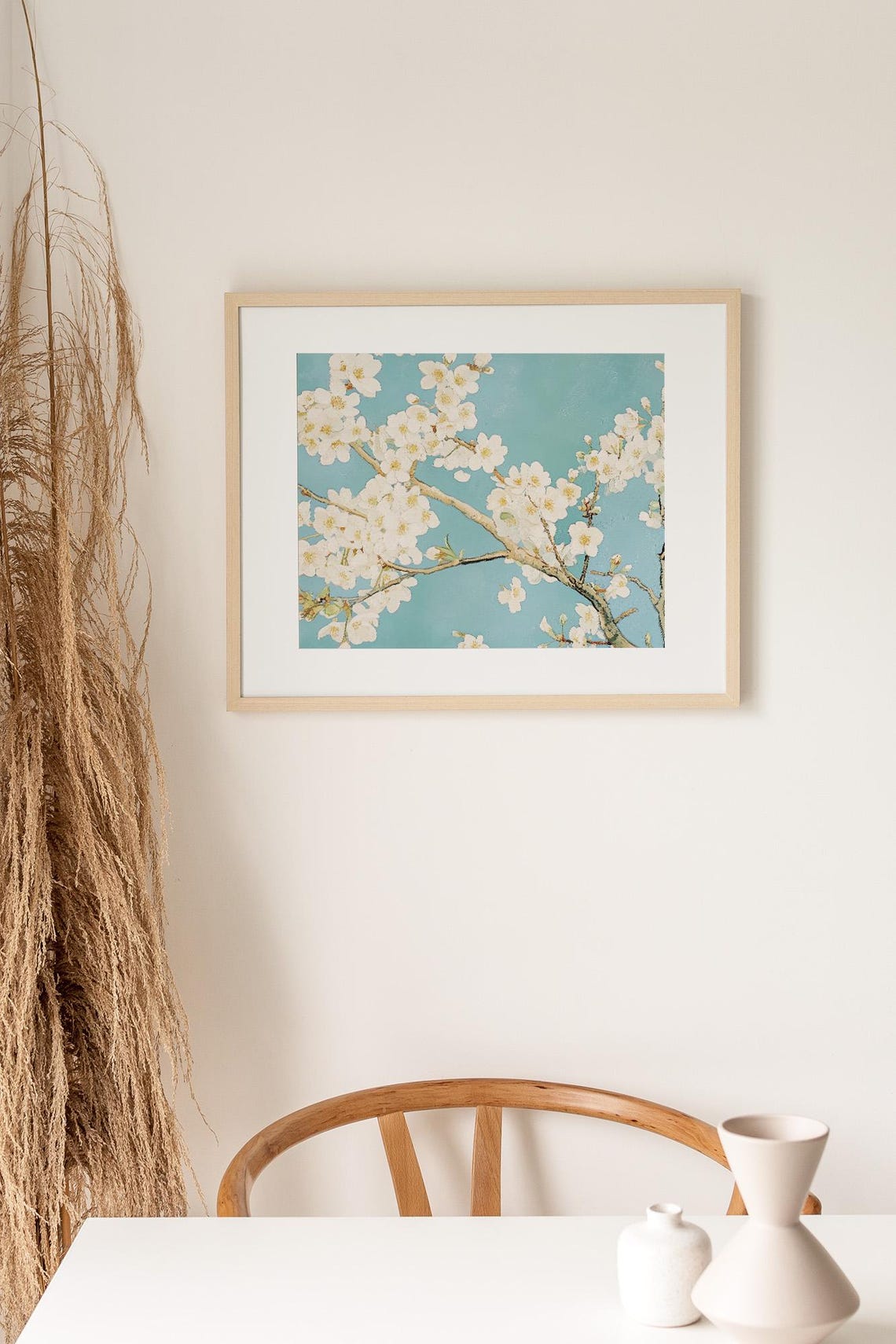 White Blossom Branches Against a Turquoise Sky Spring Floral Poster - Image 3