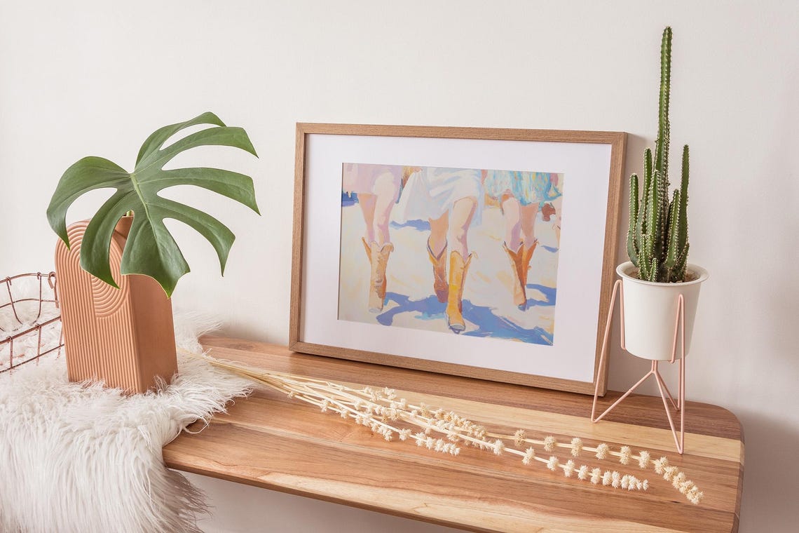 Cowgirl Boots Painting Western Fashion Art Print Country Girls Wall Decor Pastel Colors Artwork Modern Ranch Style Summer Fun - Image 2