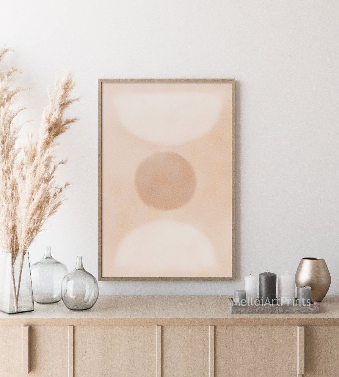 Peach Sun Abstract Art Modern Circle Geometric Aesthetic Poster - Image 3