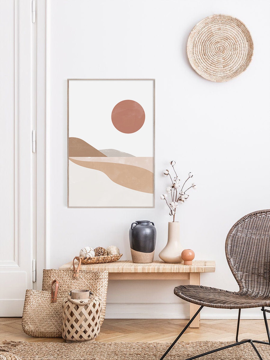 Terracotta Sun Minimalist Boho Desert Landscape Abstract Poster - Image 2