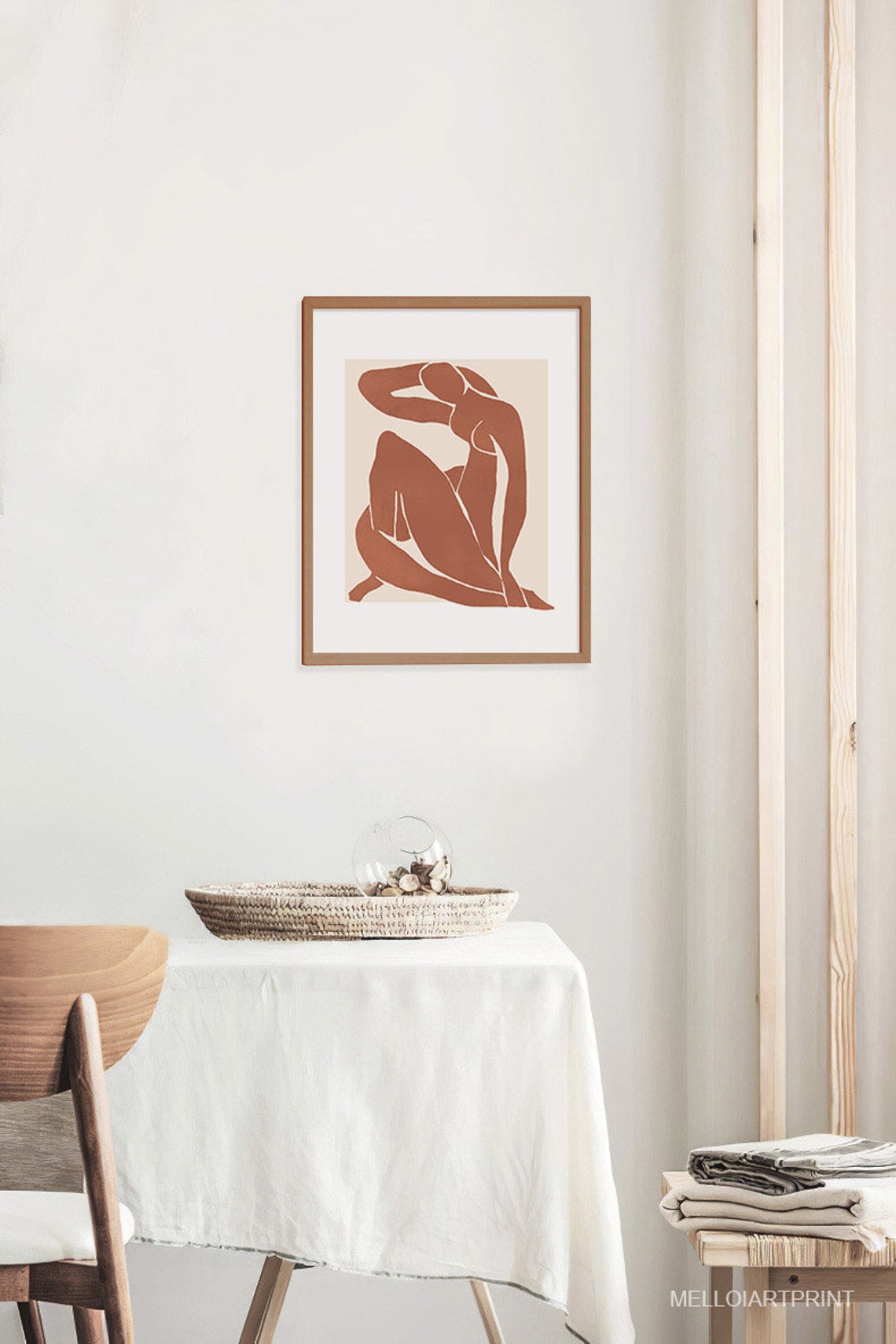 Terracotta Seated Figure Abstract Modern Nude Minimal Art Poster - Image 2