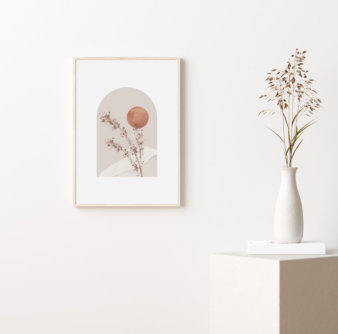 Terracotta Sun Dried Flowers Beige Arch Minimalist Boho Poster Decor - Image 3