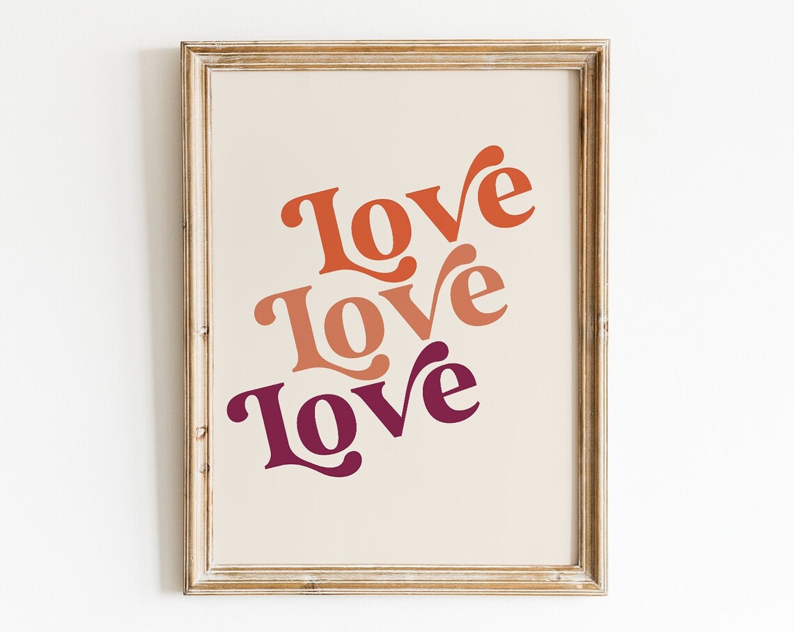 Love Print, Boho Retro Valentine's Day Art Print