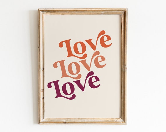 Love Print, Boho Retro Valentine's Day Art Print
