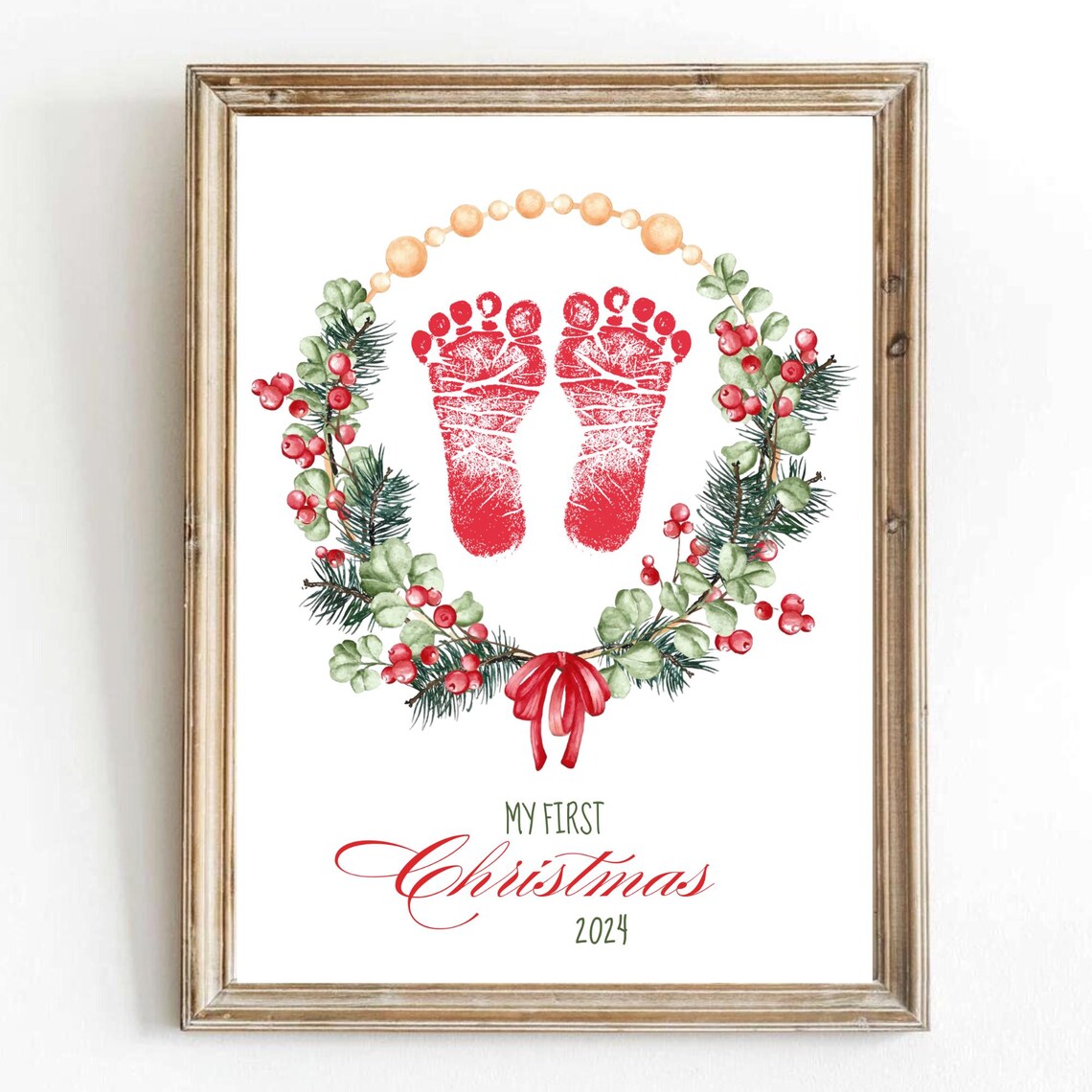 My First Christmas Footprint Art, Baby Keepsake Print