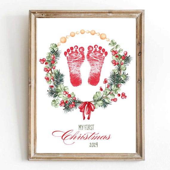 My First Christmas Footprint Art, Baby Keepsake Print