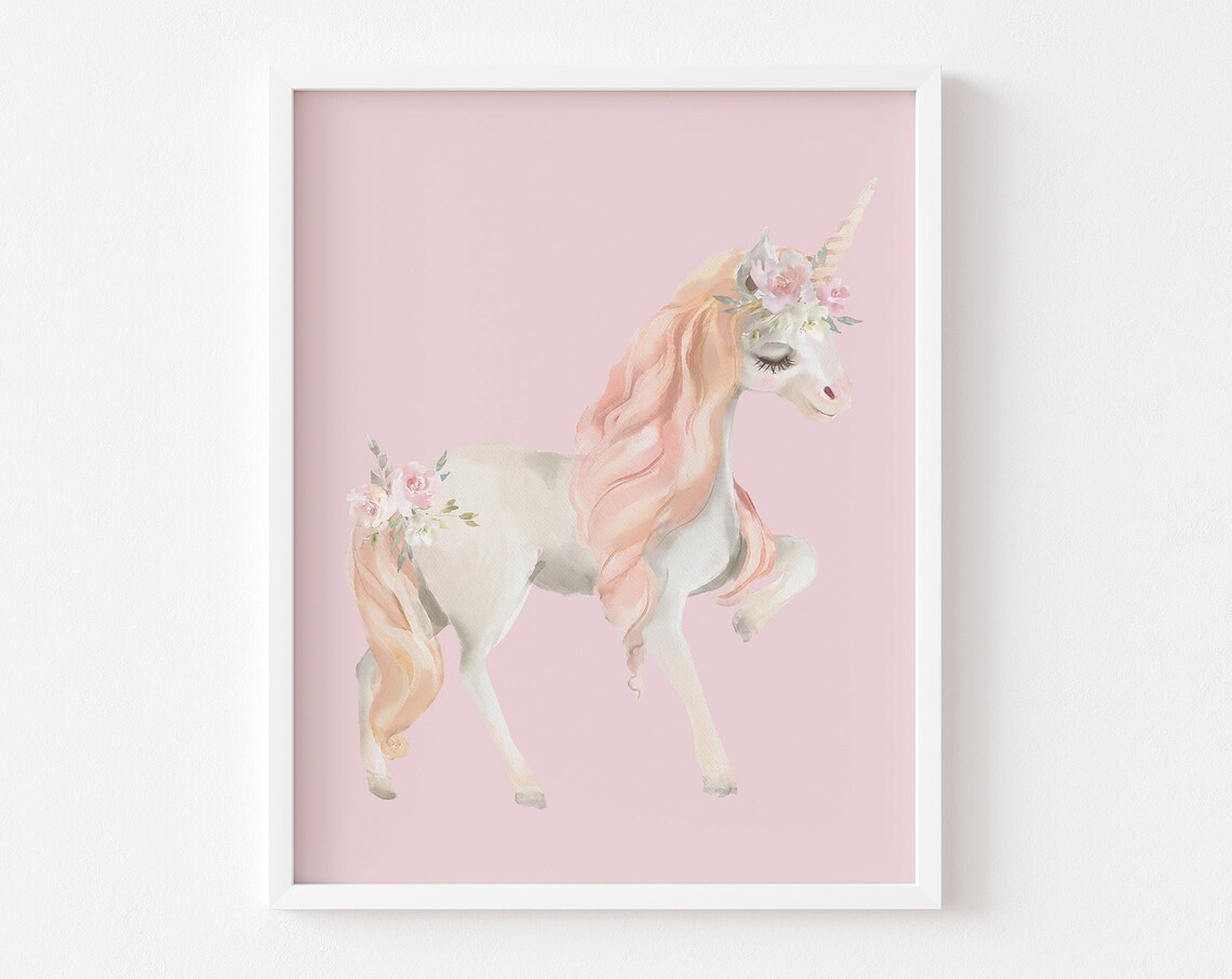 Unicorn Girls Room Nursery Watercolor Art Print - Image 3