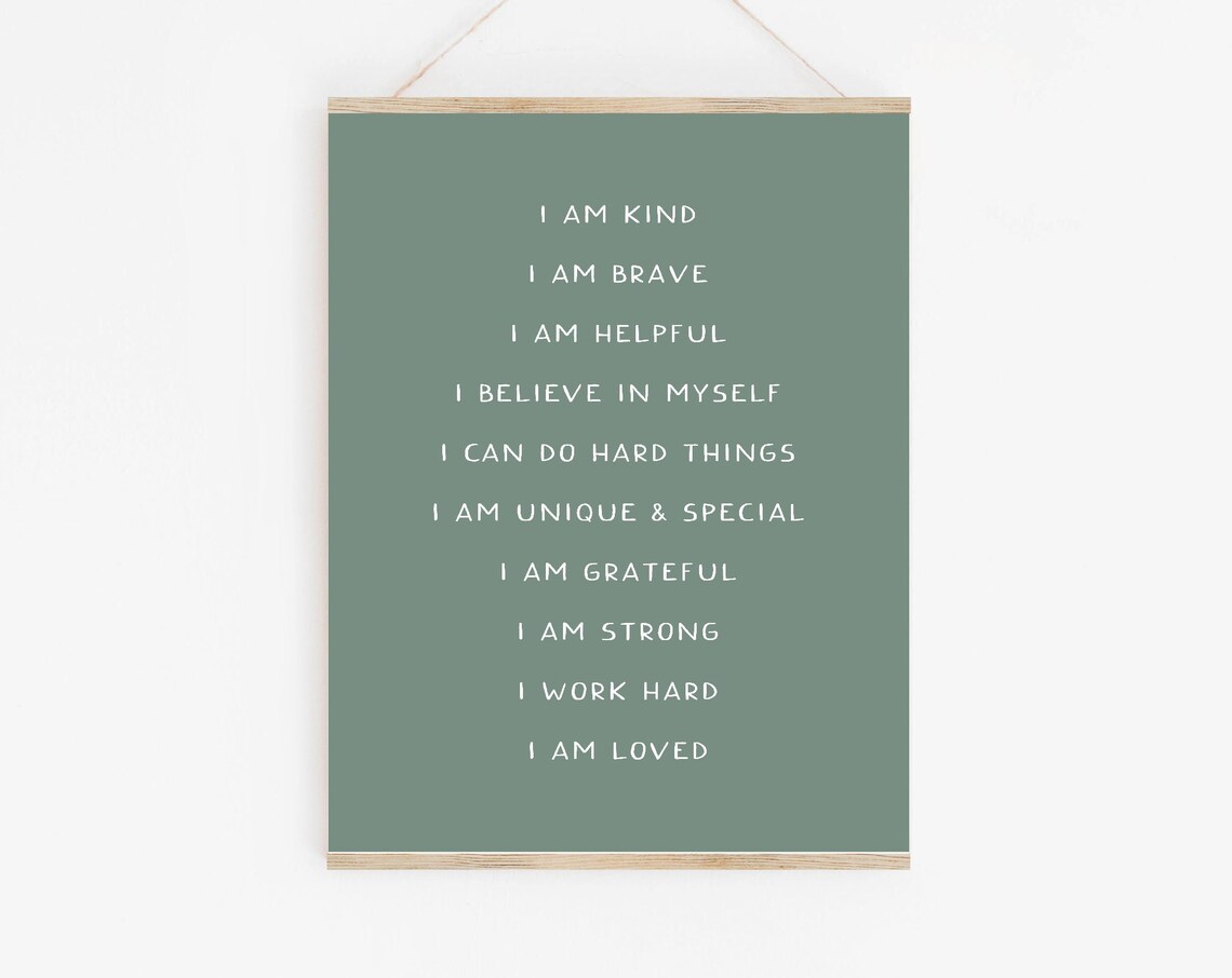 Boho Affirmations for Kids, Montessori Playroom Art Print
