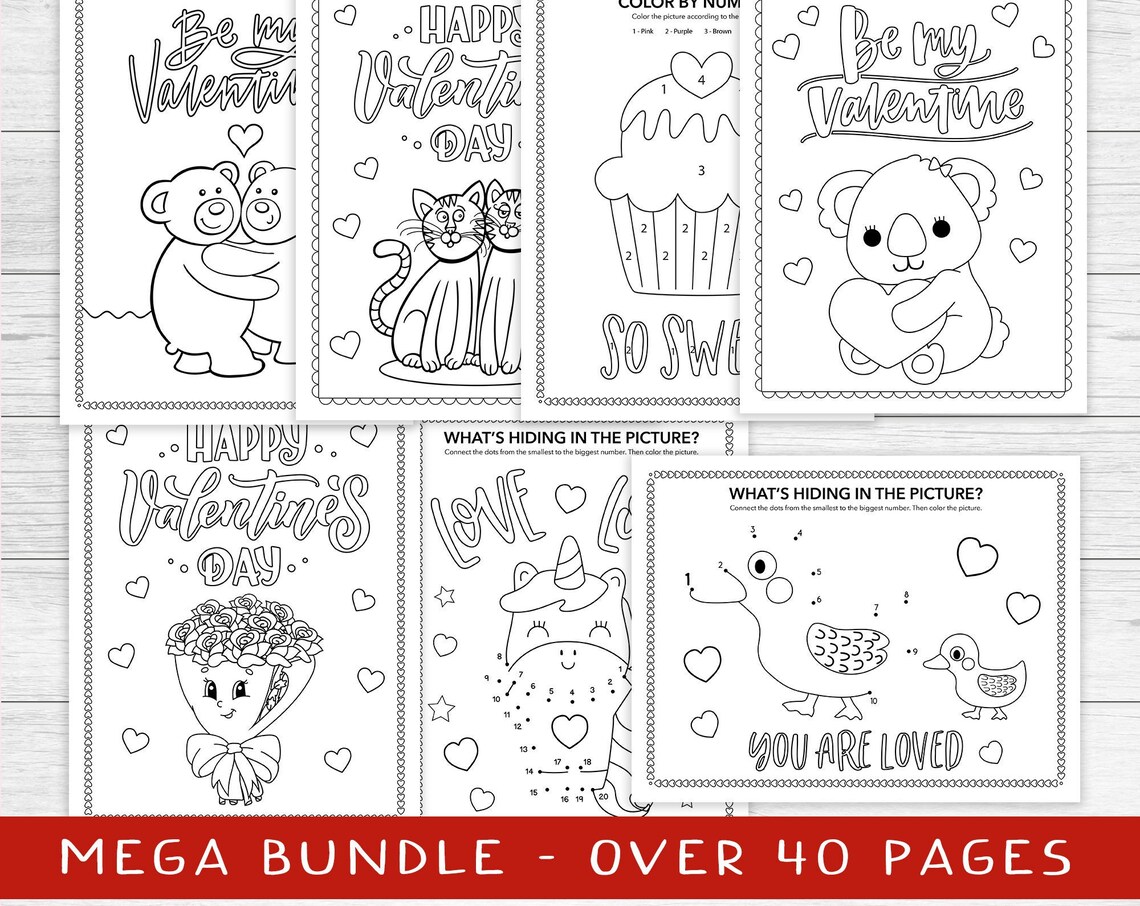 Kids Valentine Coloring Sheets, Kindergarten Valentine Pages