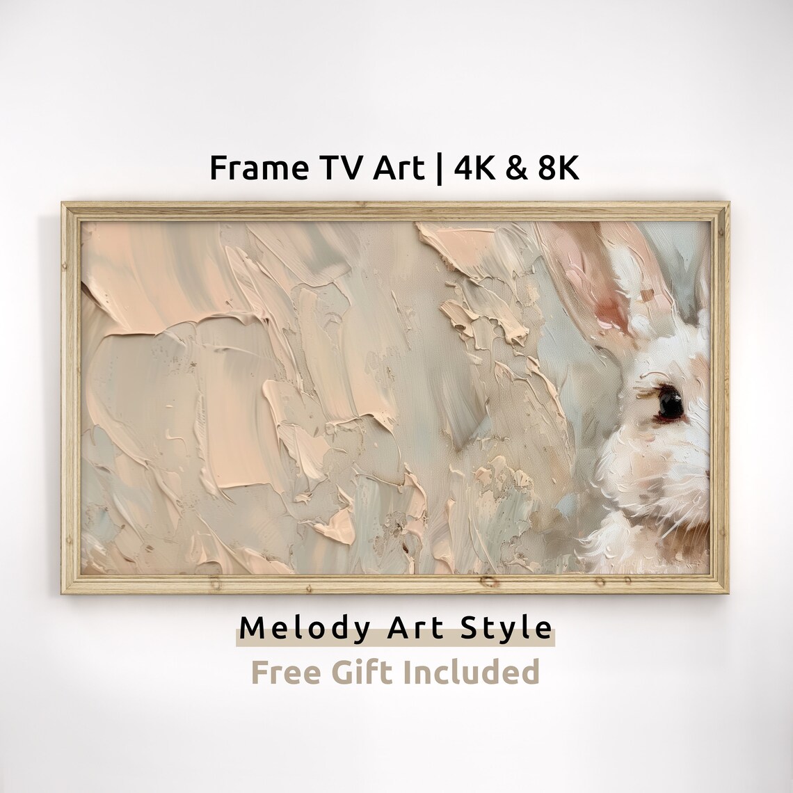 Pastel Bunny Painting, Vintage Spring Art Print