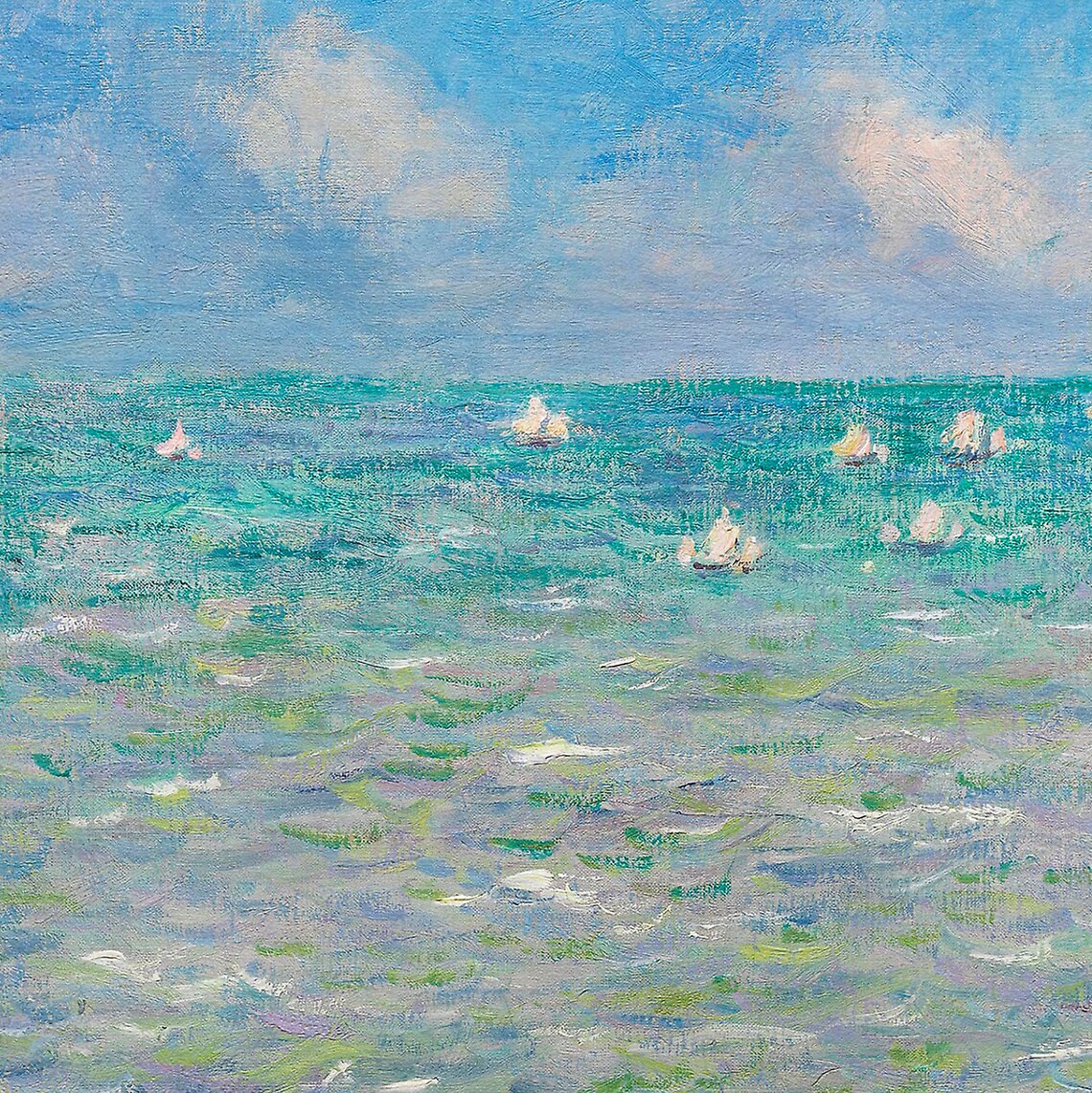 Cliff Walk Above Sea Parasol Impressionist Coastal Painting Poster - Image 2