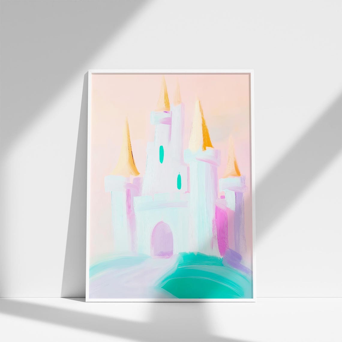 Pastel Princess Castle With Golden Spires Girls Room Decor Poster - Image 4