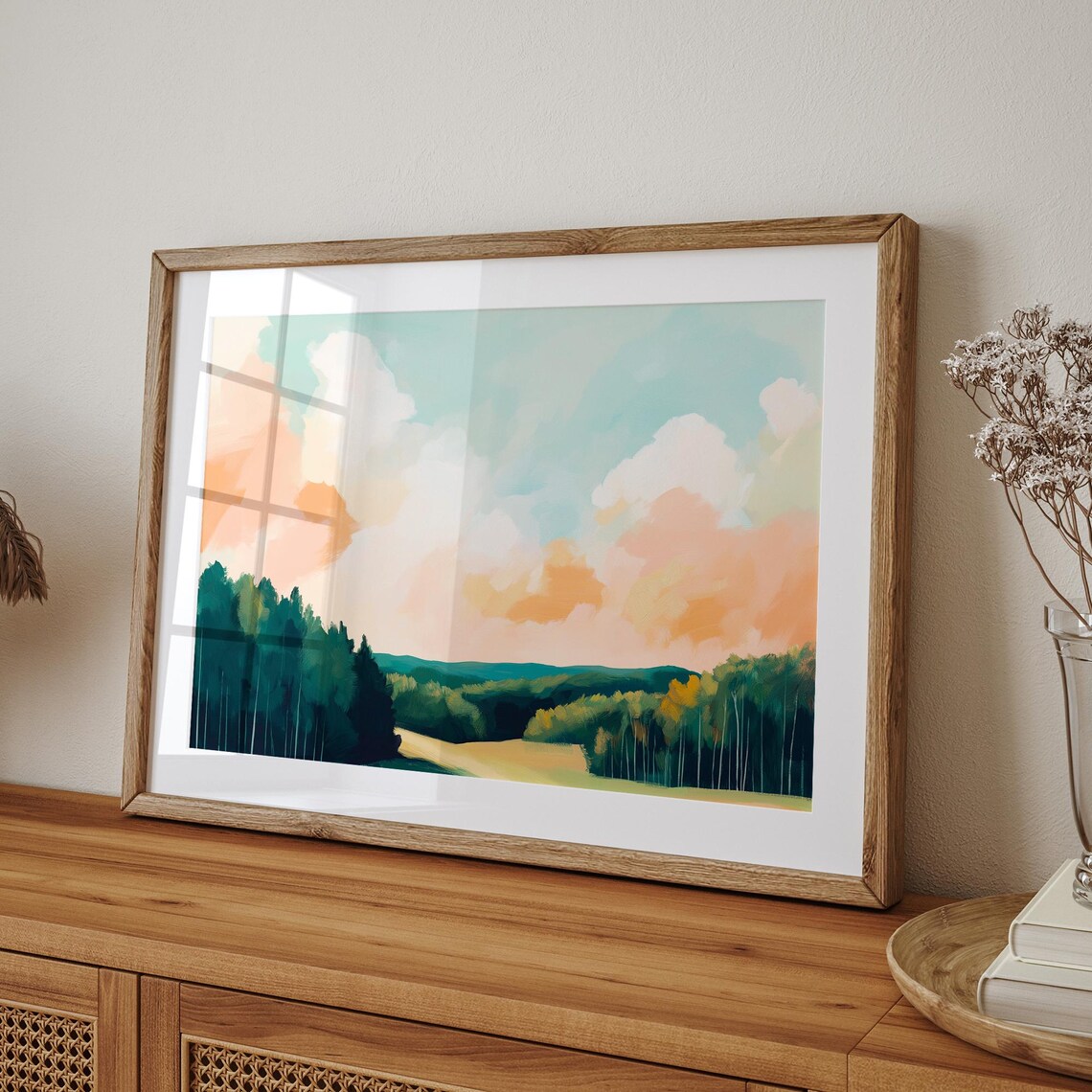 Spring Green Trees Sky Abstract Forest Art Print - Image 3