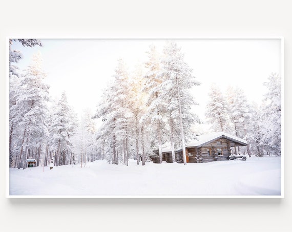 Samsung Frame Tv Artchristmas Winter Forestsnowy Wonderlandpine Forest Art Fortvneutral Decordigital
