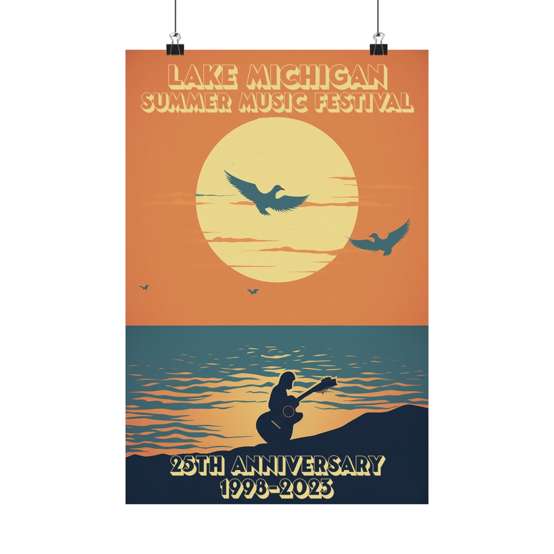 Lake Michigan Summer Music Festival 25th Anniversary Retro Art Poster