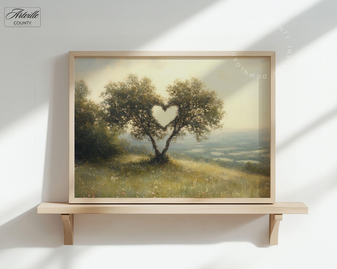 Heart Shape Tree Spring Landscape Art Print - Image 3