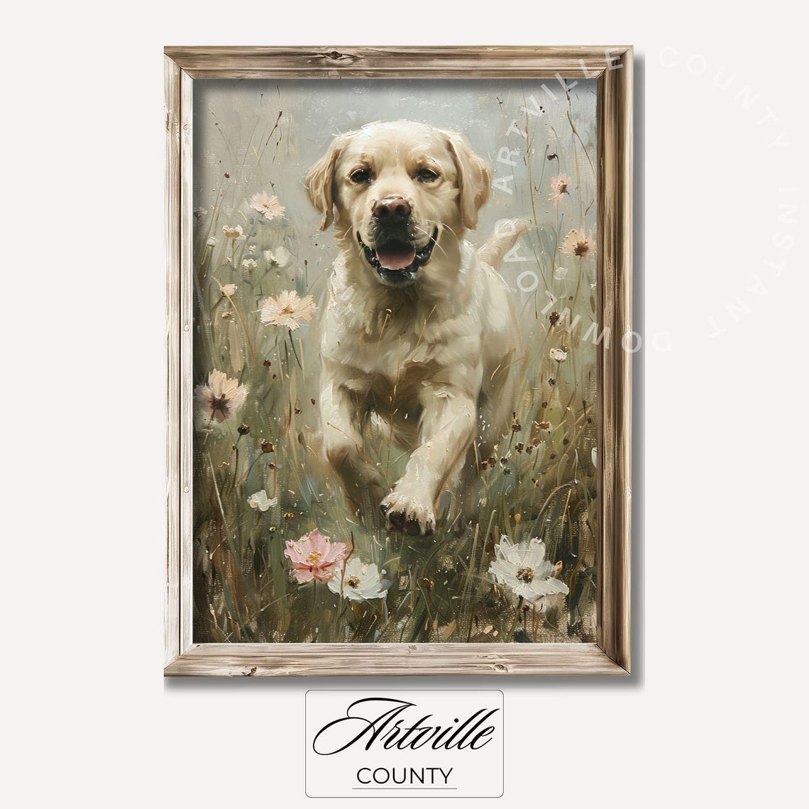 Vintage Dog Oil Painting Labrador Retriever Old Print Countryside Farmhouse Wall Art Hunting Dog Art Print Vintage Art - Image 2
