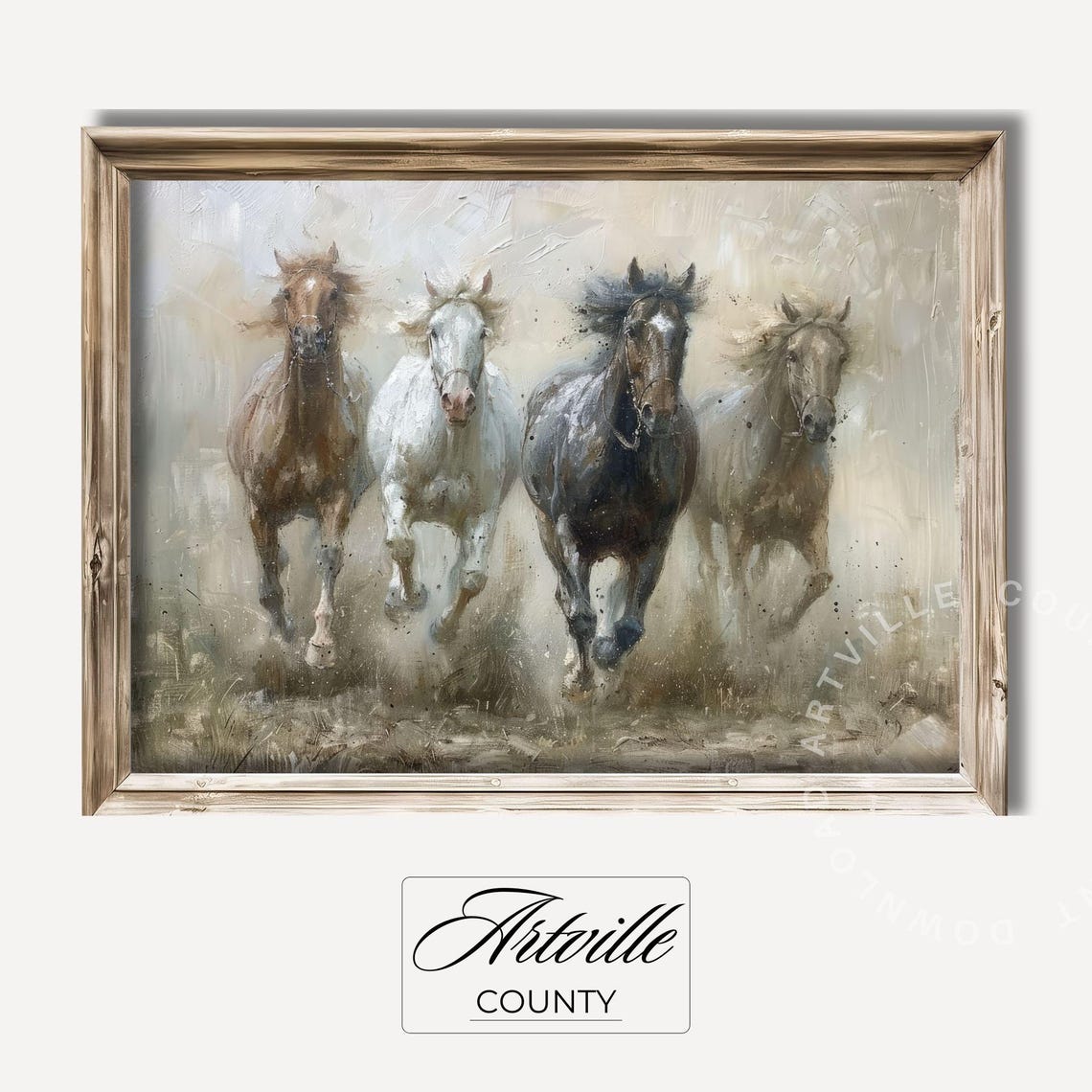 Galloping Horses Wild Herd Rustic Farmhouse Equestrian Poster