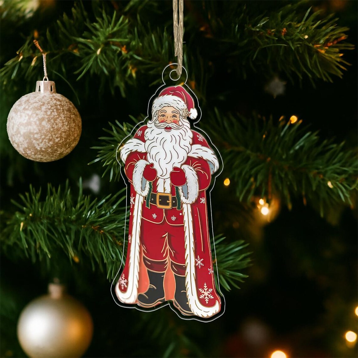 Custom Santa Claus Christmas Ornament Print Personalized Name Tree Gift
