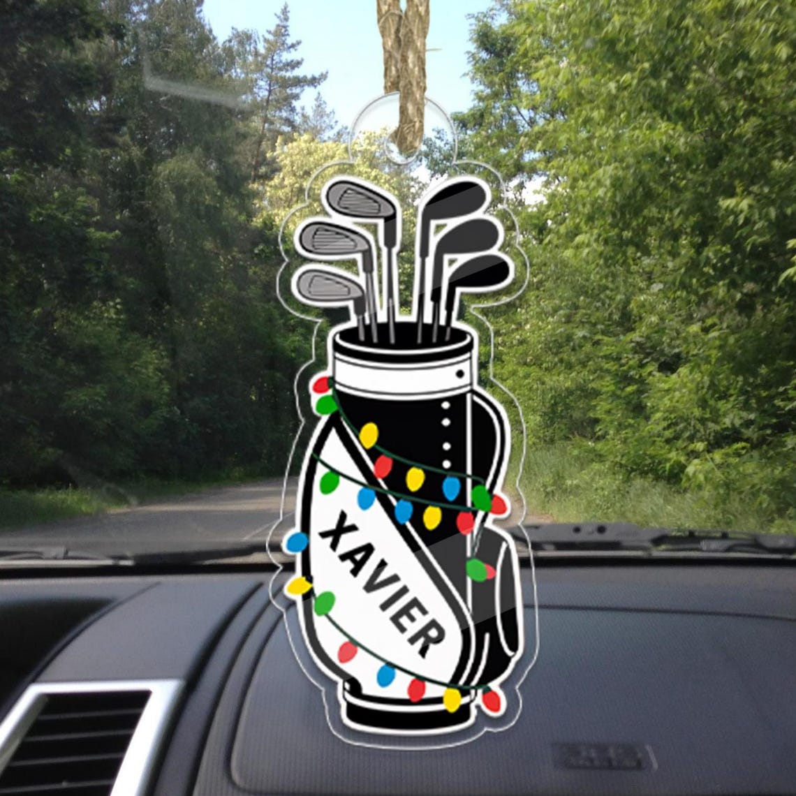 Personalized Golf Bag Name Xavier Car Hanging Ornament Poster