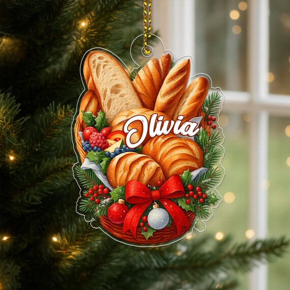 Personalized Bread Basket Name Ornament Baker Gift Christmas Kitchen Wall Art