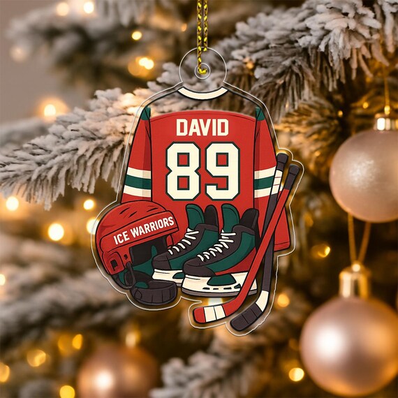 Custom Name Hockey Jersey Christmas Ornament Ice Warriors Poster