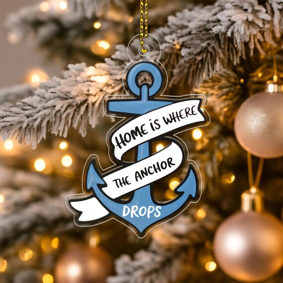 Home Is Where The Anchor Drops Nautical Ornament Poster Sailor Gift