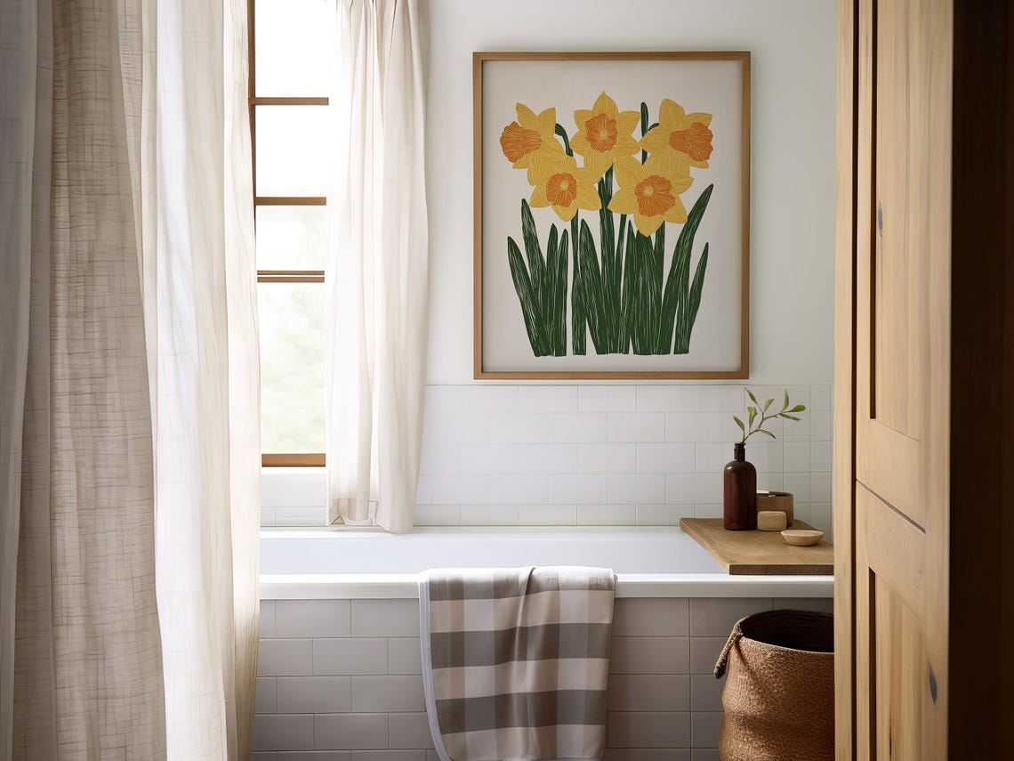 Yellow Daffodil Botanical Spring Flowers Modern Floral Wall Poster