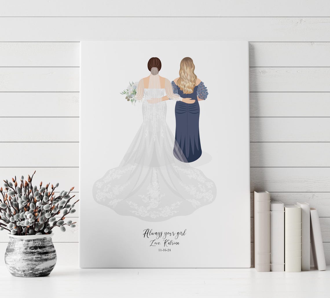 Always Your Girl Bride With Mom Pink Gown Wedding Portrait Poster - Image 3