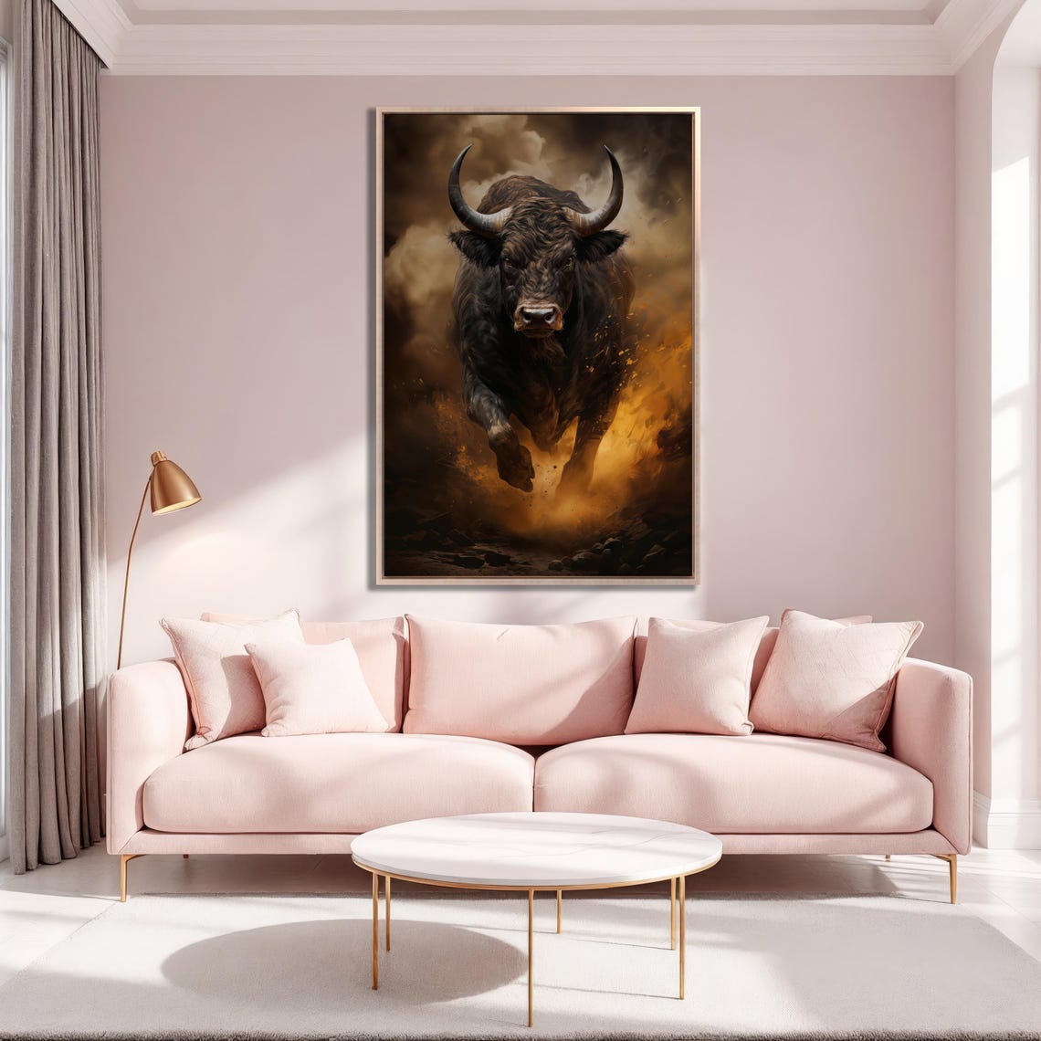 Charging Black Bull Dramatic Smoke Powerful Bovine Painting Poster - Image 4