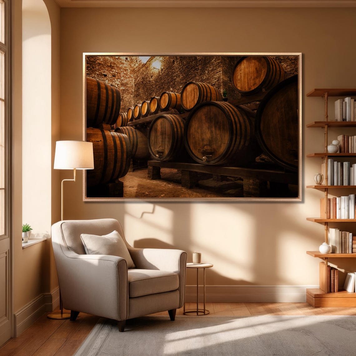 Wine Cellar Oak Barrels Aging Rustic Vineyard Storage Wall Art - Image 4