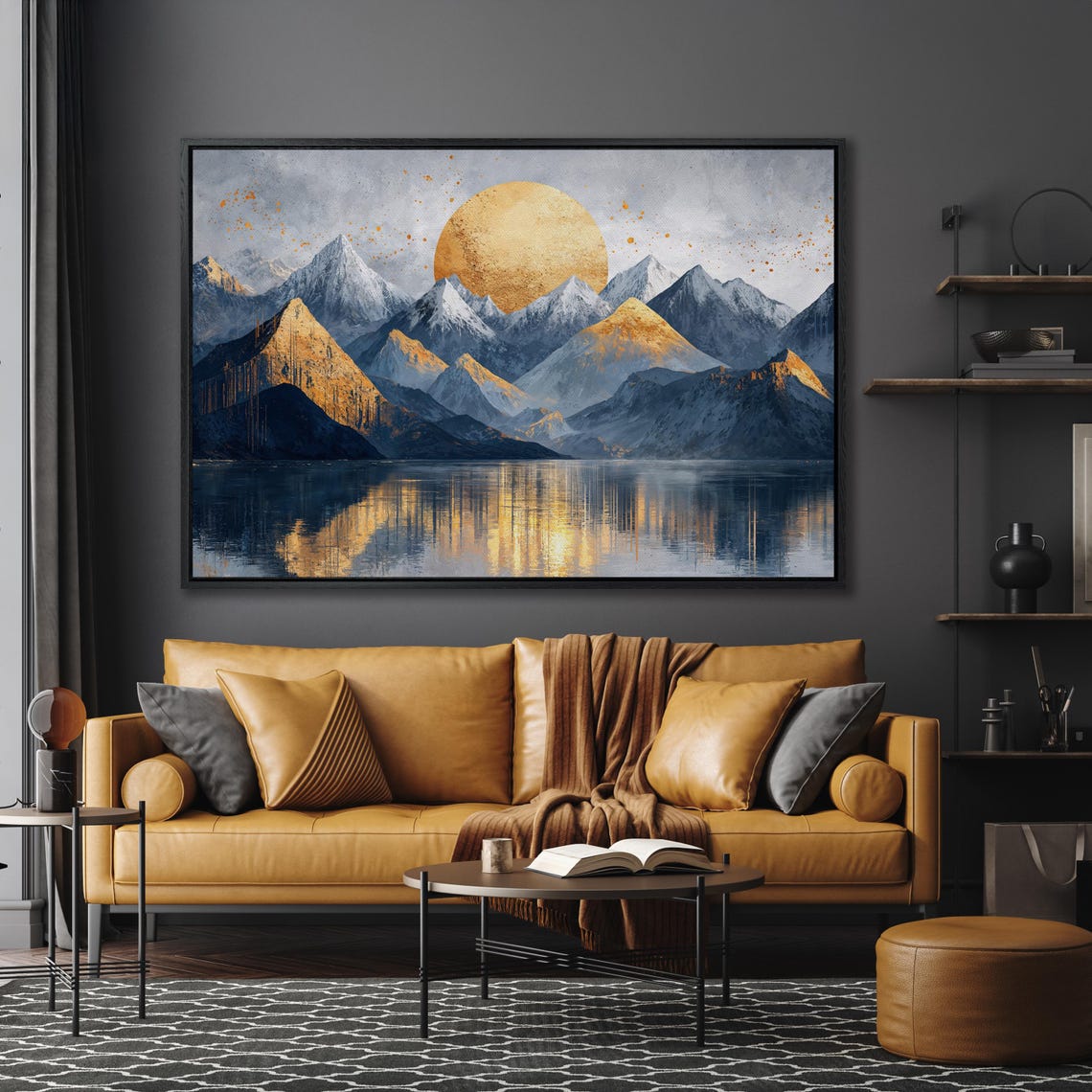 Golden Sun Rising Over Snowy Mountains With Lake Reflection Poster - Image 4