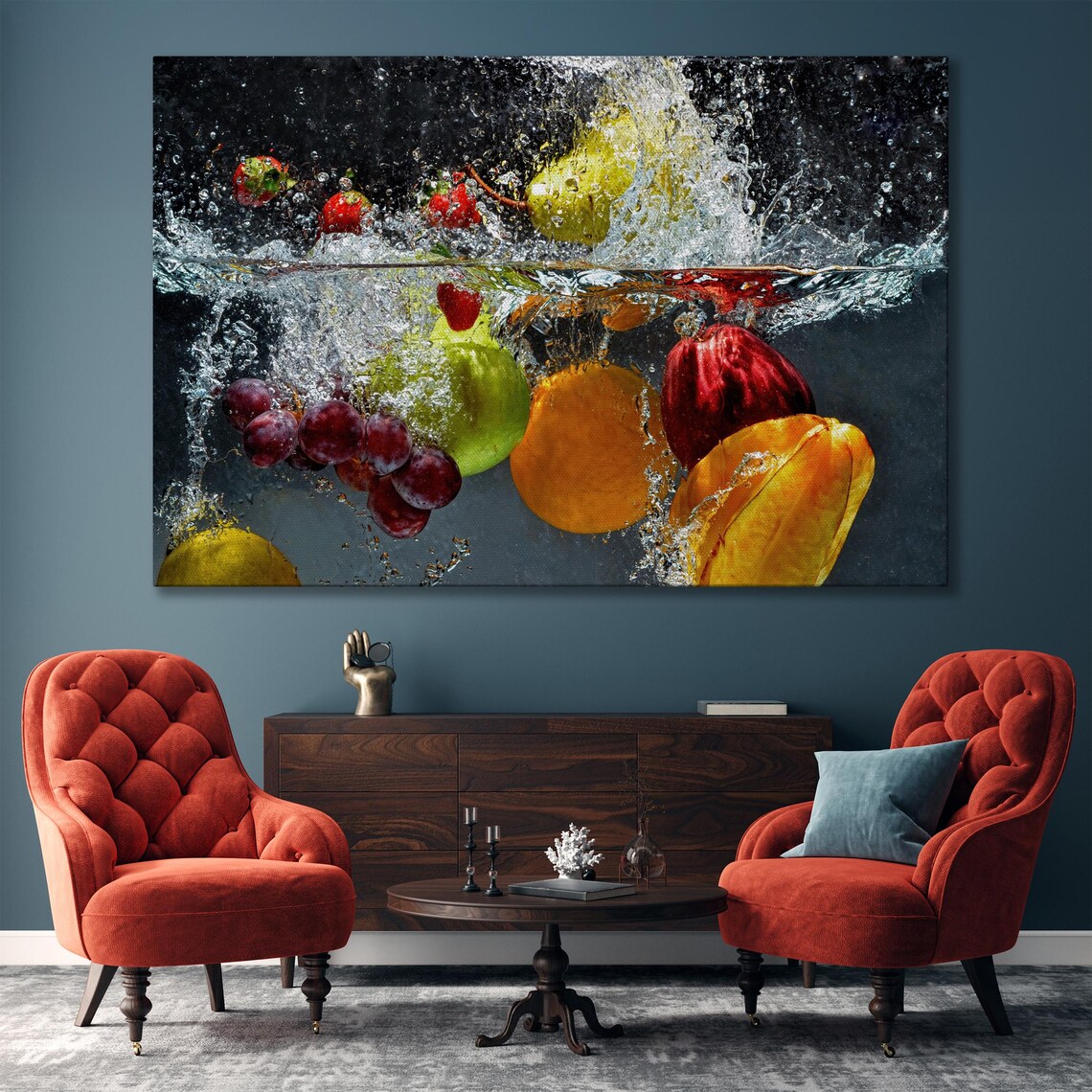 Splashing Fruit Under Water, Kitchen Art Print - Image 4