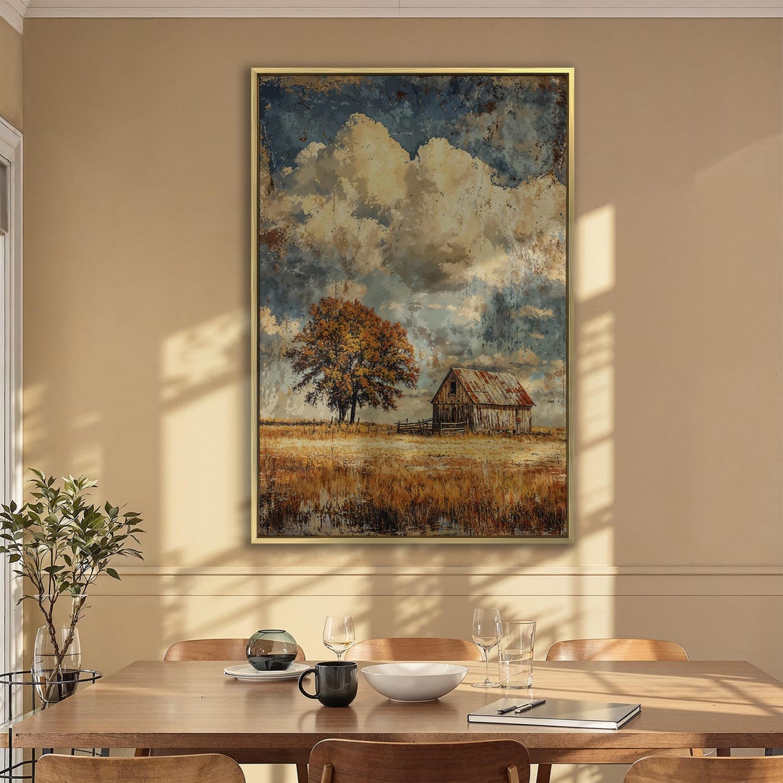 Rustic Weathered Barn Standing in Golden Autumn Field Poster - Image 2
