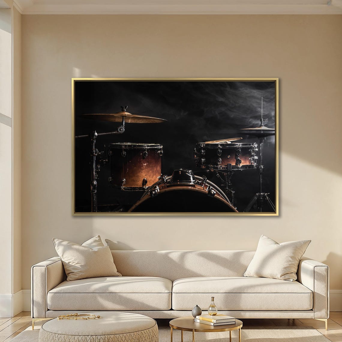 Drum Kit on Dark Stage Close-Up Percussion Instrument Photo Poster - Image 5