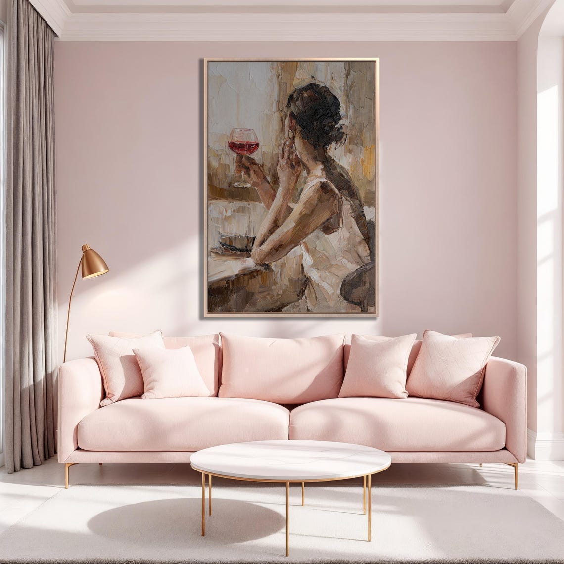 Girl With A Glass Of Wine Oil Painting Print On Woman Holding A Glass Of Wine Impressionism Wall Art Wine Oil Painting - Image 6