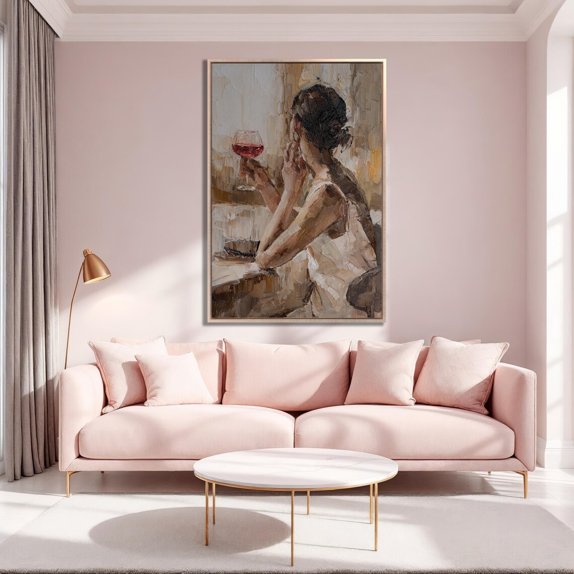 Impressionist Woman Holding Red Wine Glass Oil Painting Poster - Image 6