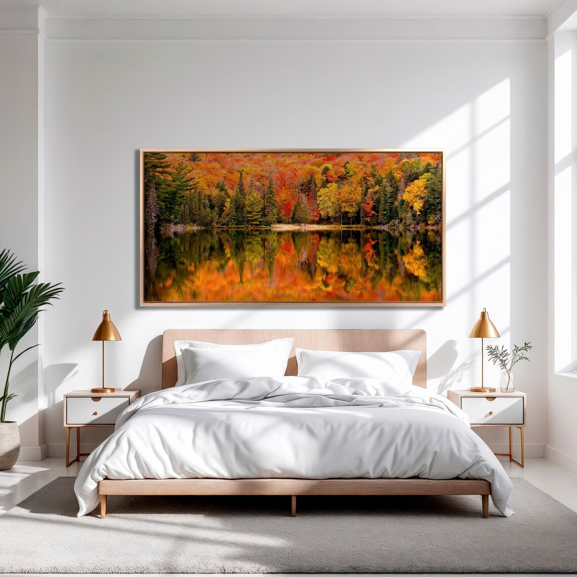 Autumn Forest Lake Reflection Fiery Fall Foliage Photo Poster - Image 3
