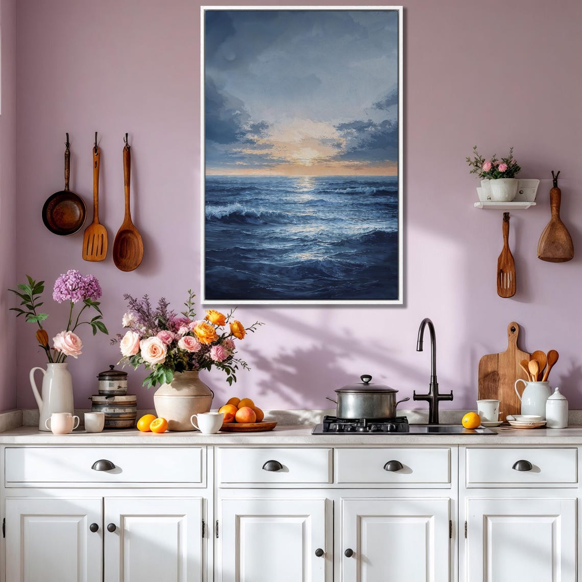 Golden Sunset Reflecting Over Deep Dark Blue Ocean Waves Poster - Image 3
