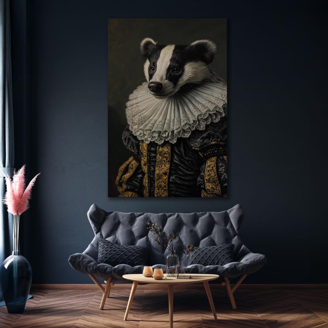 Badger in Elizabethan Ruff Aristocrat Animal Portrait Painting Poster - Image 4