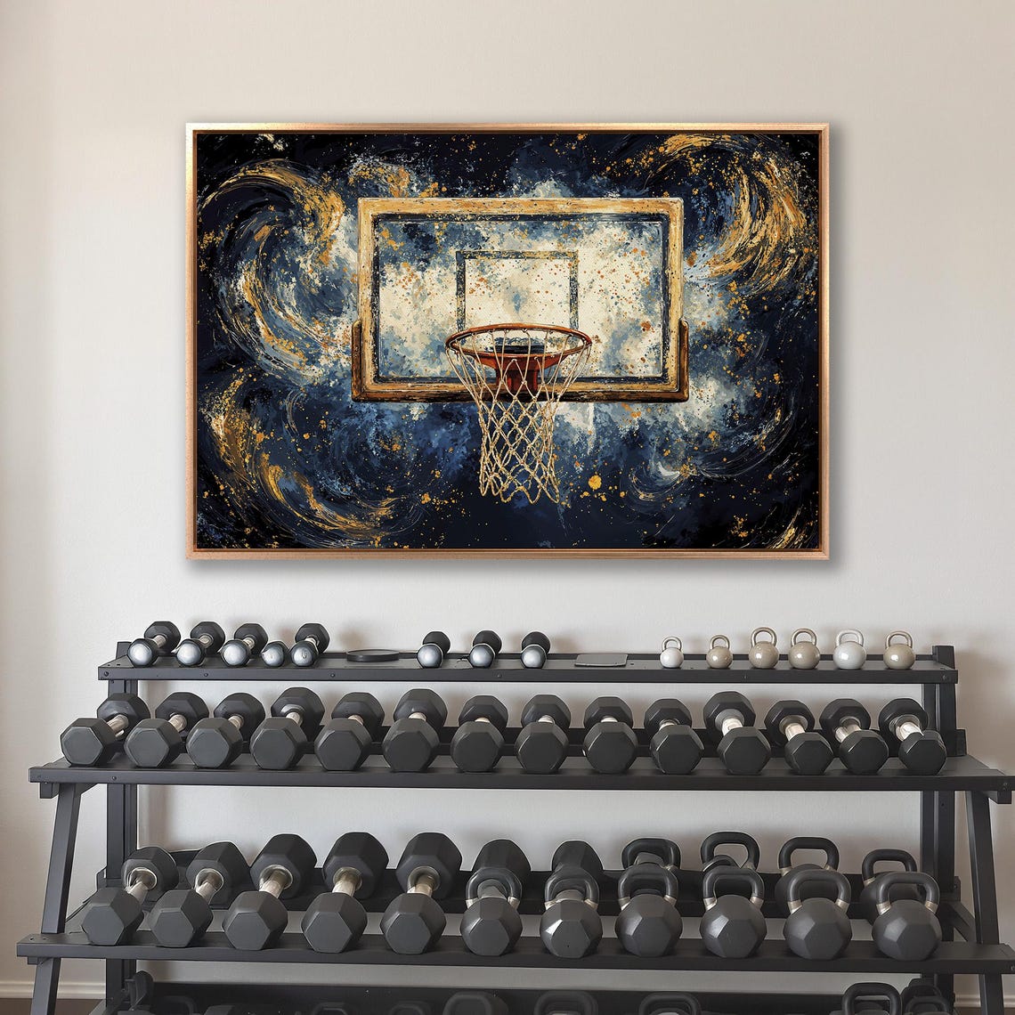 Basketball Hoop Abstract Framed Wall Art Motivational Painting Print Teenager Room Decor Vibrant Sports Poster Ready To Hang Gift - Image 4